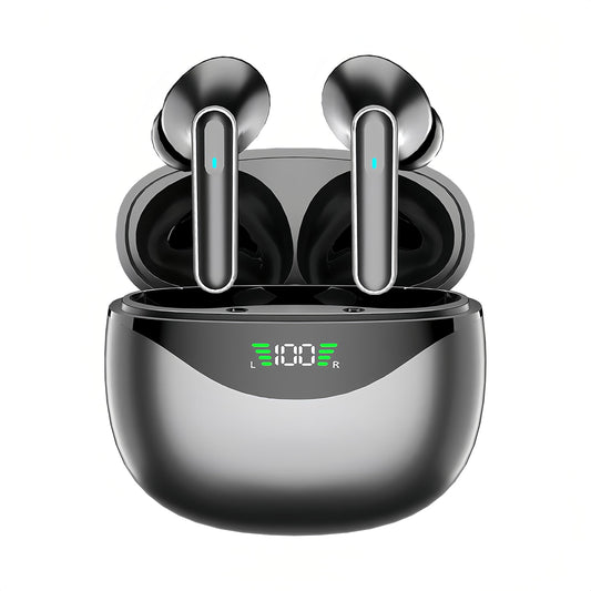 TELKRO Digital Pro 4 Wireless Earbuds, Bluetooth 5.4, Hi-Fi Stereo Sound, Long Battery Life, Hands-Free Calling, Dual LED Display, USB-C Fast