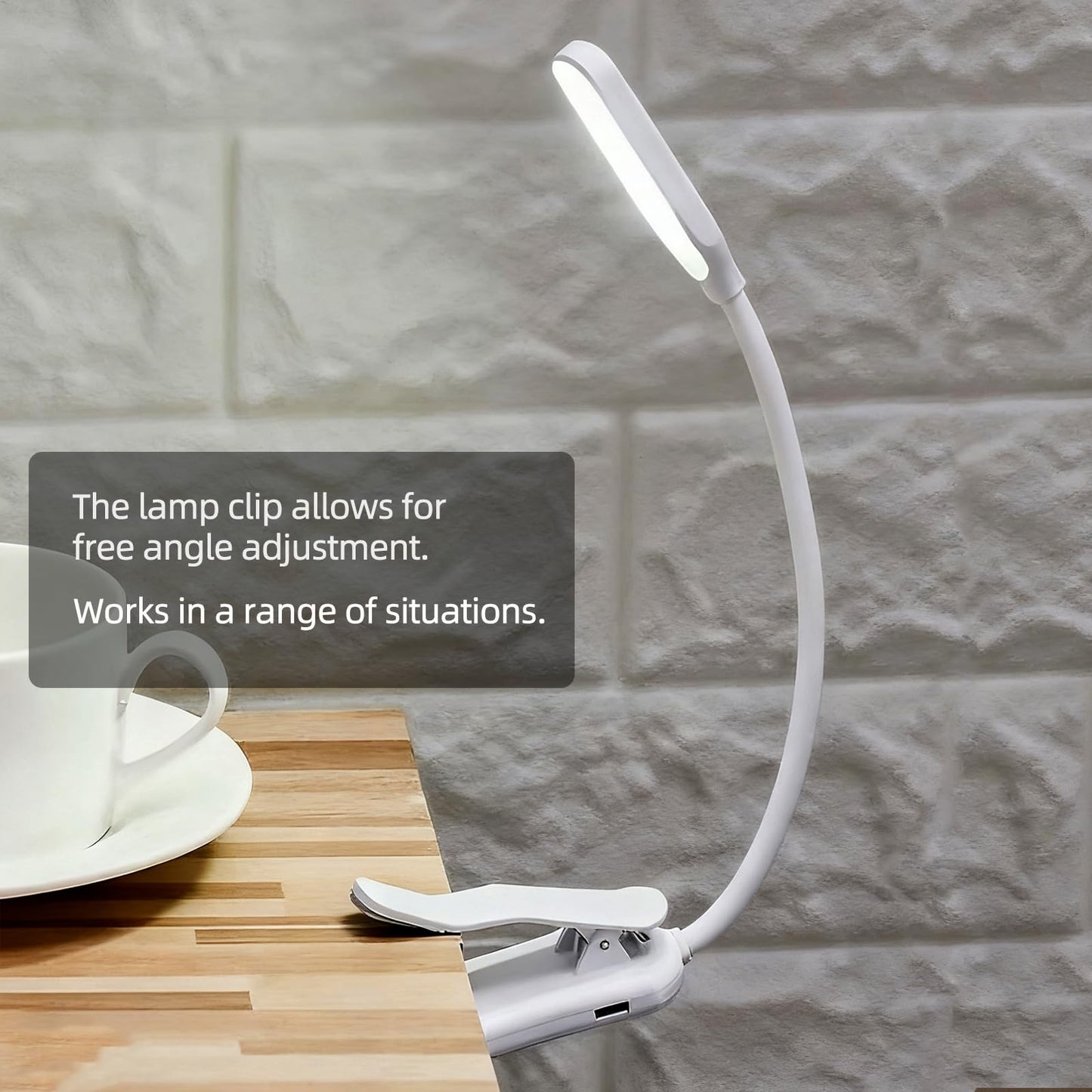 Ruoaueob Rechargeable Reading Light, 10LED Beads with 3 Color Temperatures (3000K-6000K), Eye-Caring for Reading, Portable Book Clip Design + Non-Slip