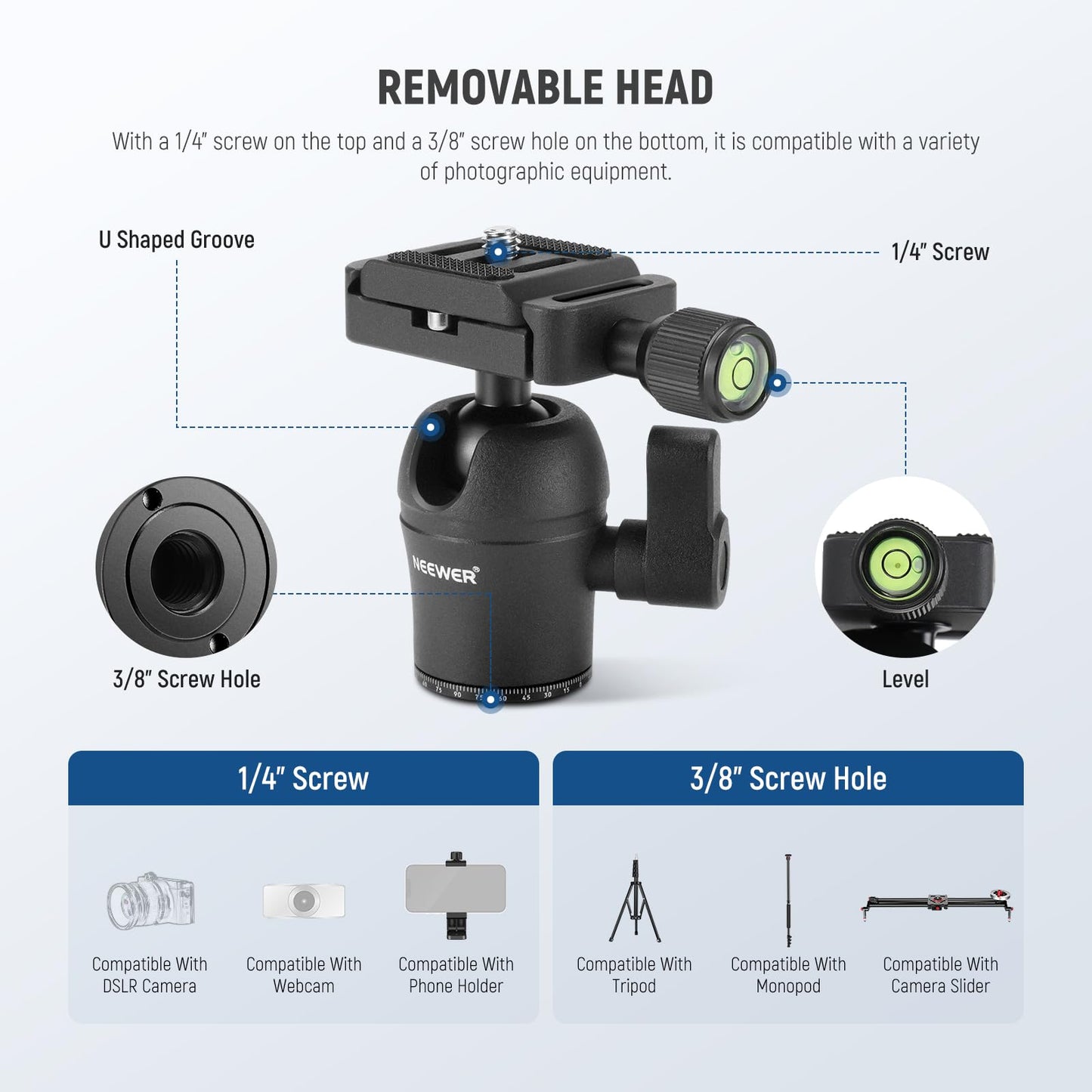 NEEWER TP09 Carbon Fiber Mini Tripod Compatible with iPhone, 20" Lightweight Compact Travel Desktop Tripod Stand with Ball Head, Phone Holder, Remote