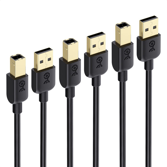 Cable Matters 3-Pack USB Printer Cable - 6ft, USB A to B Cable, Compatible with Printer, External Hard Drive, Audio Interface, Scanner, MIDI