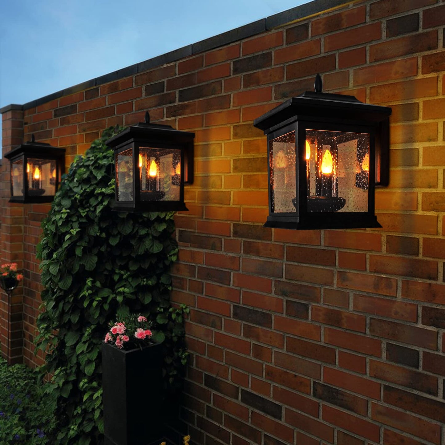 Beautyard Outdoor Solar Lanterns Waterproof Candles Lanterns Flickering Hanging Lights Garden Decor Patio, Lawn, Pathway, Wall Birthday Gifts Women