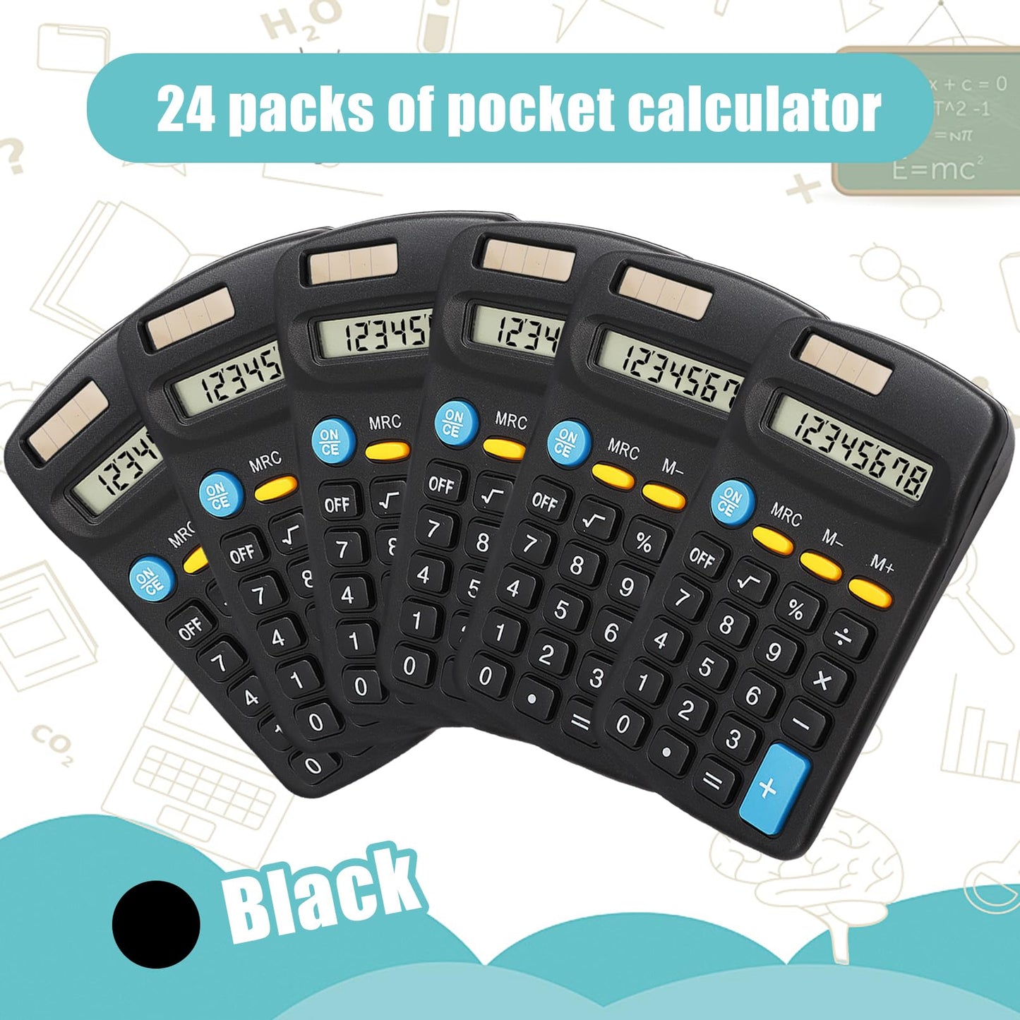 Dyrfolm 24 Pieces Pocket Size Mini Calculators,Pocket Calculator,Solar Battery Dual Power Desktop Calculators,8 Digit Display Basic Calculator