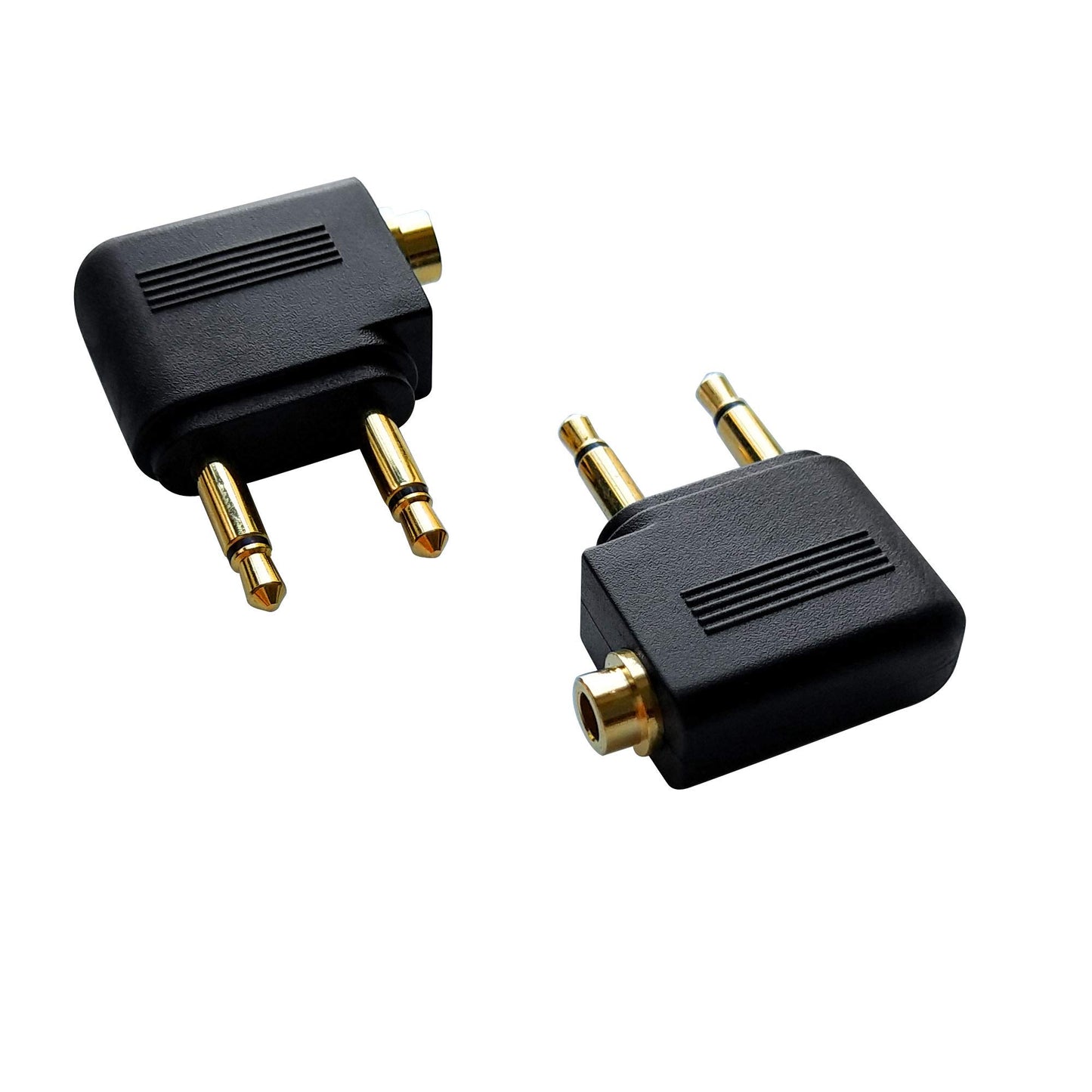 Posdou Dual 3.5mm Male to 3.5mm Female Airplane Headphone Adapter Gold Plated (2 Pack)