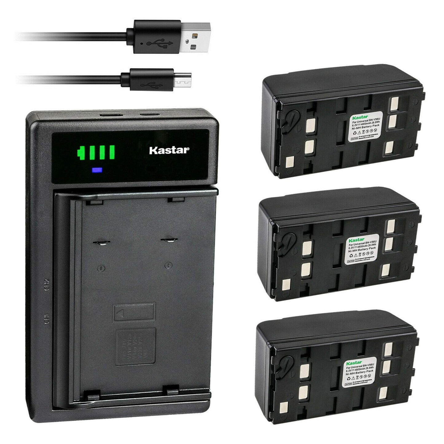 Kastar 3-Pack Battery and Smart USB Charger Replacement for RCA 1CVA157 1CVA158C 244265 244427 AV-158C AV8MLED AV8M3W BB700 BB99L FB-120 FB-1260, RCA