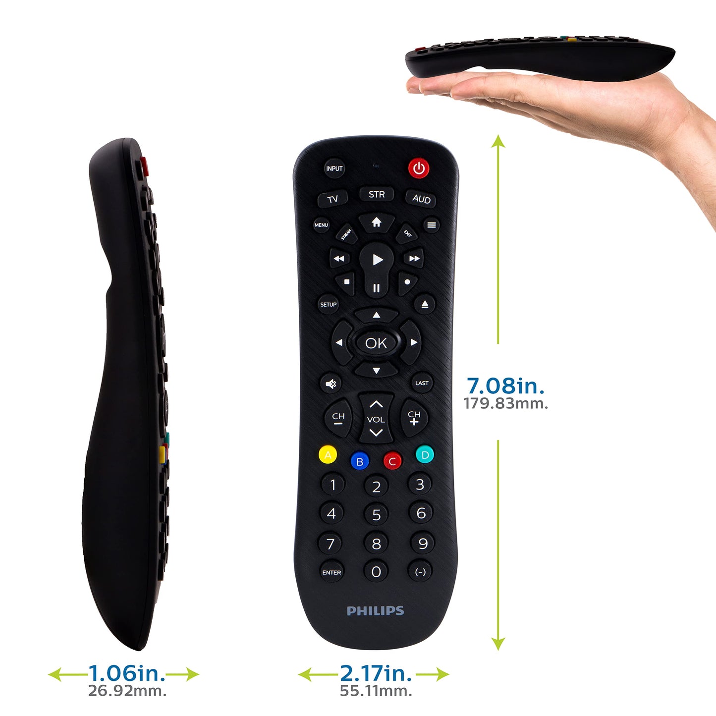 Philips Universal Remote Control, Universal TV Remote Replacement, Samsung TV Remote Control, for Roku Remote Replacement, Vizio, LG, Sony, Apple, 3