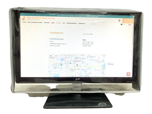 The Perfect Dust Cover LLC White Vinyl Monitor Cover with Clear Front, Compatible with 24-inch LED/LCD Monitors, Anti-Static, Waterproof, Dimensions