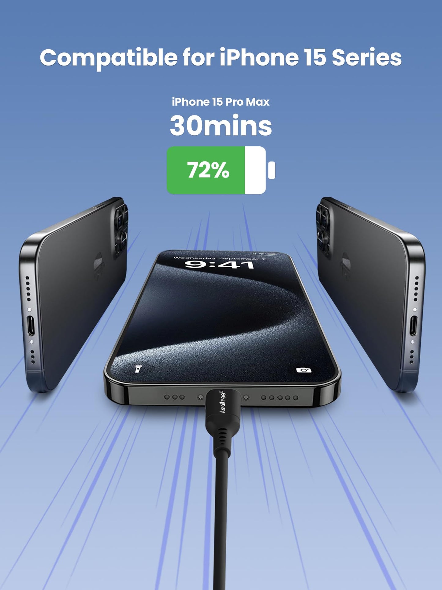 USB C to USB C Cable, Amaitree[Universal 60W/100W/240W]3Ft Fast Charging 240W TPE USB C Cord, 5A iPhone USB C Car Play Charging Data Cable iPhone
