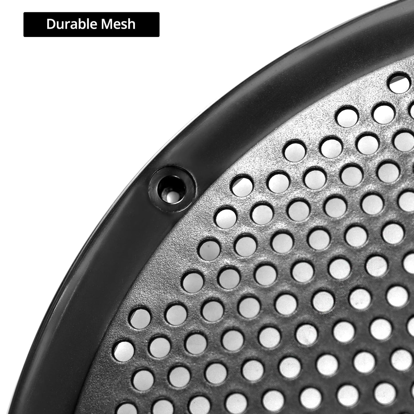 QWORK 4-Pack 8'' Black Plastic Audio Speaker Cover, Durable Subwoofer Grill Horn Guard with Mesh, Ideal for Car Speakers and DIY Projects"