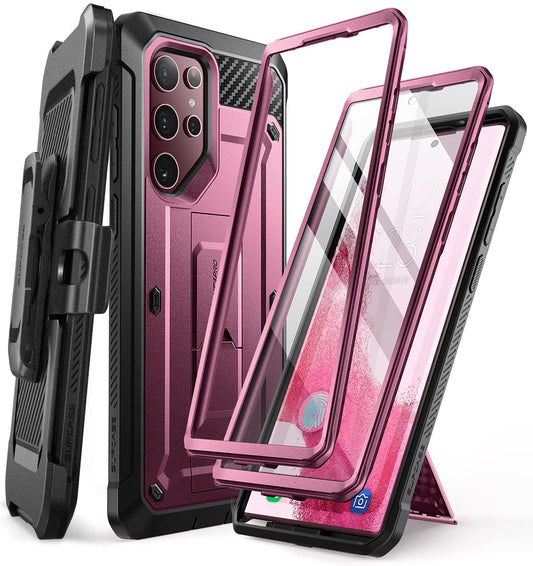 SUPCASE for Samsung Galaxy S22 Ultra Case with Stand, [Unicorn Beetle Pro] [2 Front Frames] [Built-in Screen Protector & Belt-Clip] Military-Grade