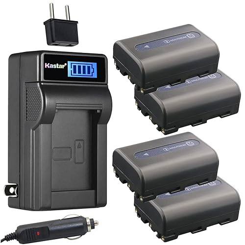 Kastar 4-Pack NP-FM50 Battery and LCD AC Charger Compatible with Sony CCD-TRV106 CCD-TRV108 CCD-TRV116 CCD-TRV118 CCD-TRV126 CCD-TRV128 CCD-TRV138
