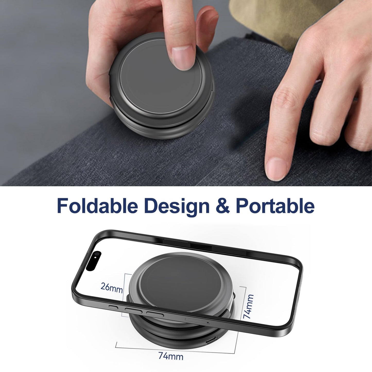 KU XIU X63 3 in 1 Charging Station for Apple, Aluminum Alloy Foldable Magnetic Wireless Charger, Travel Charger for iPhone 17/16/15/14/13/12 Series