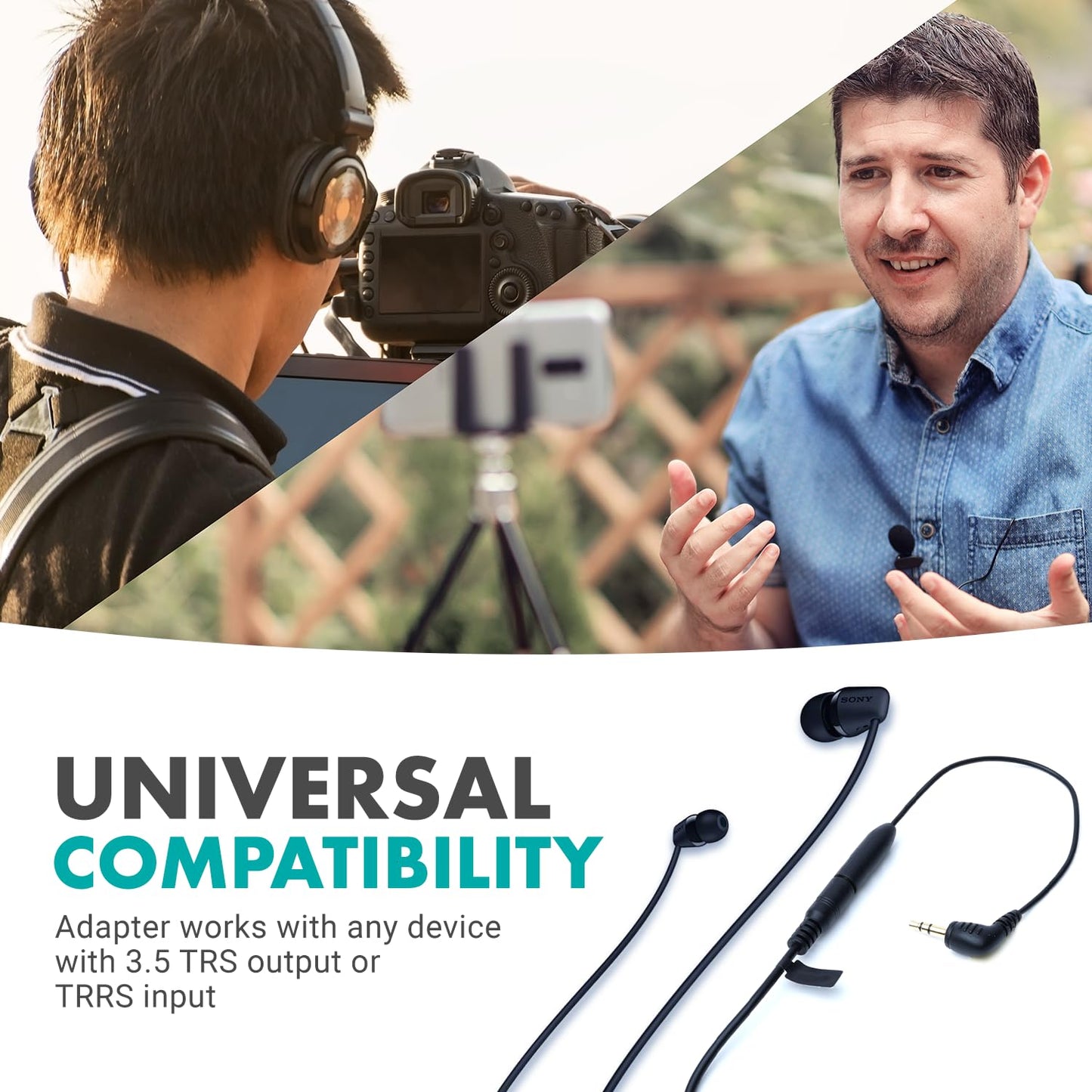 Movo MC4 TRRS to TRS Adapter - 3.5mm (Female) TRRS Microphone Adapter Cable to 3.5mm TRS (Male) for Cameras and Recorders