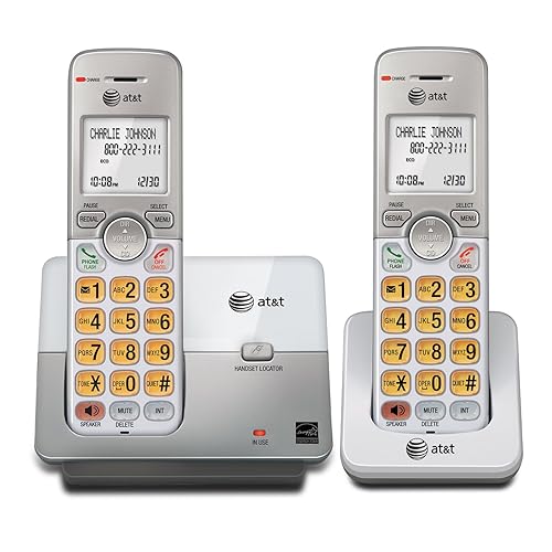 AT&T EL51203 DECT 6.0 2-Handset Cordless Phone - Full Duplex Handset Speakerphone, Caller ID/Call Waiting, Backlit Keypad & Display, Intercom, ECO