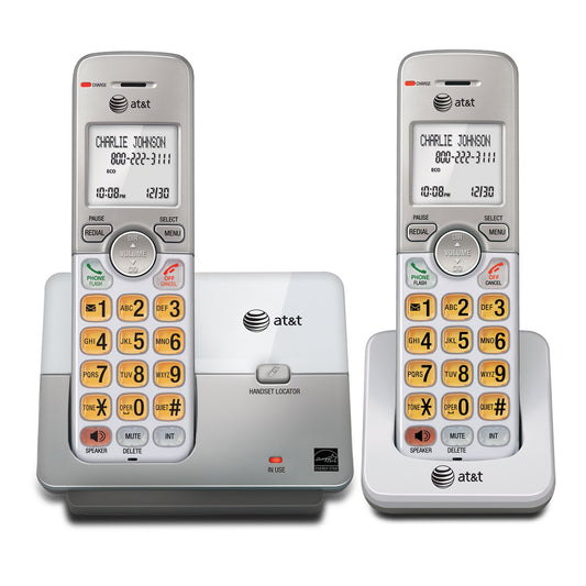AT&T EL51203 DECT 6.0 2-Handset Cordless Phone - Full Duplex Handset Speakerphone, Caller ID/Call Waiting, Backlit Keypad & Display, Intercom, ECO