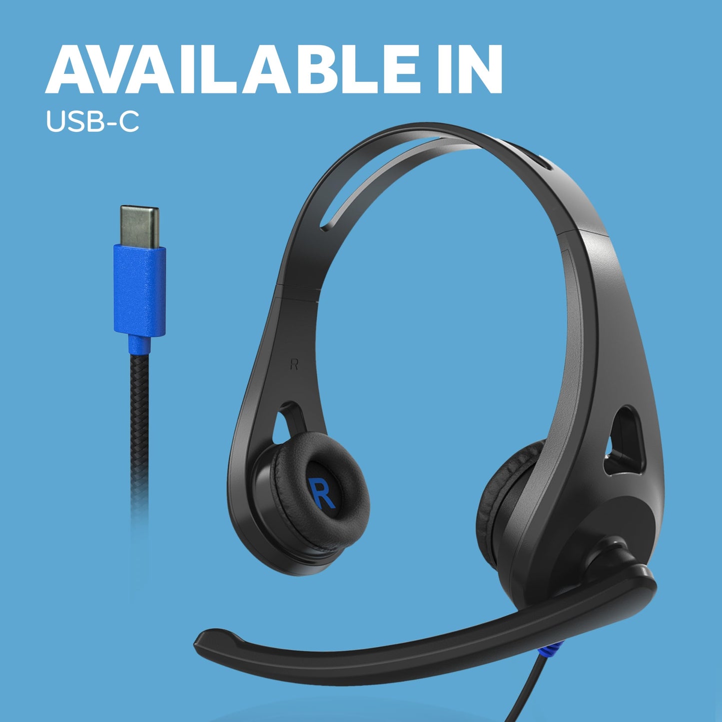 ThinkWrite Technologies / TWT Audio Ergo, TW130 | Premium On-Ear Wired Headset with Noise Reducing Microphone (USB-C Connection), Black