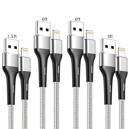 iPhone Charger Cord 4Pack 1.5/3/6/6FT, [Apple MFi Certified] Lightning Cable iPhone Charger Cable Fast Charging Cable for iPhone 13 12 Pro Max Mini…