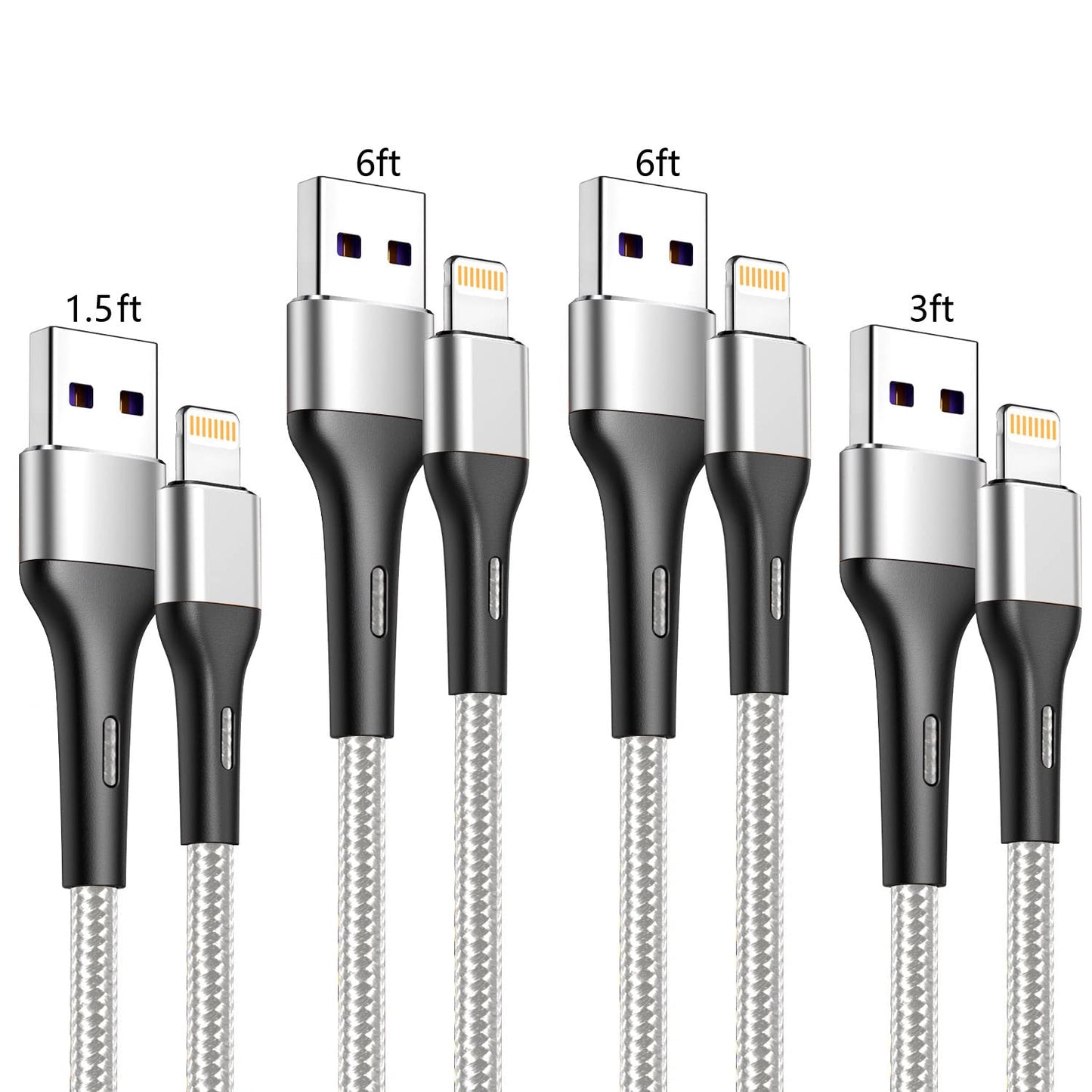 iPhone Charger Cord 4Pack 1.5/3/6/6FT, [Apple MFi Certified] Lightning Cable iPhone Charger Cable Fast Charging Cable for iPhone 13 12 Pro Max Mini…