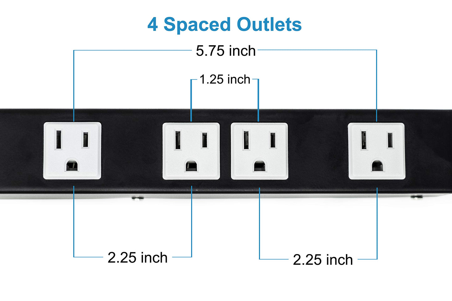 Opentron OT1043 Heavy Duty Metal Power Strip Surge Protector with Mounting Parts 4 outlets 3 Feet Power Cord
