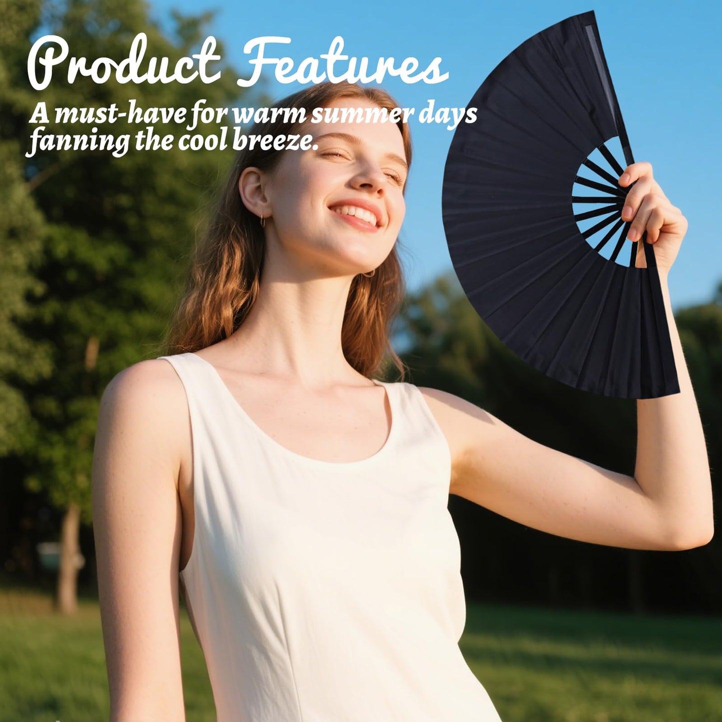 INABULETWO 13 inchs Large Rave Fan Popping Fan Clacking Fans for Line Dancing Hand Fans, Big Foldable Boots on The Ground Hand Handheld Line Dance