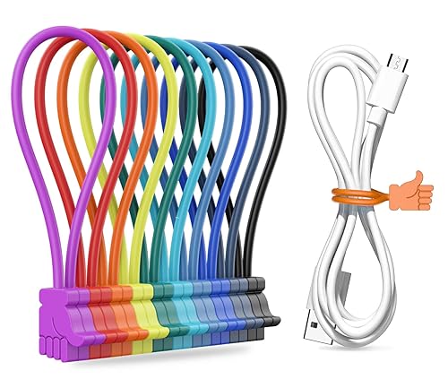 Reusable Magnetic Cable Ties Thumbs-up Magnetic Twist Ties for Cord Cable Organizer and Bundling, Can Be Use in Home Office School Outdoor
