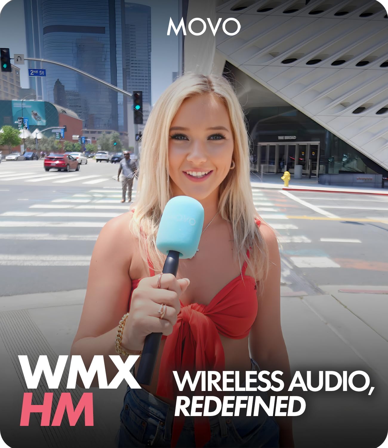 Movo WMX-HM Mic Handle for DJI Mic, Rode Wireless GO, Hollyland Lark, and More - Wireless Interview Microphone Handle - Wireless Lav Mic Adapter for