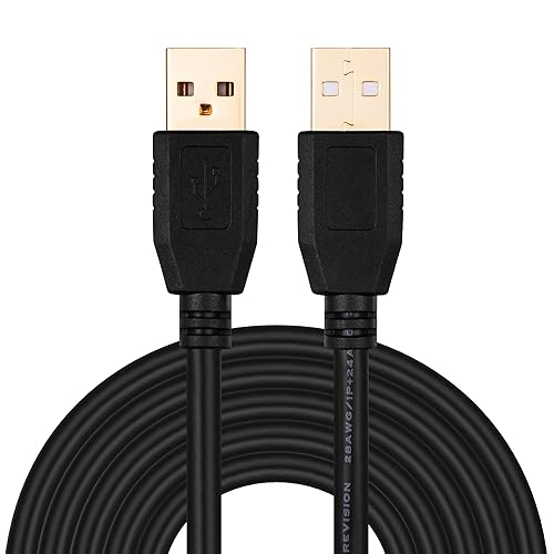 Tan QY USB A to A Male Cable 50Ft, Double End USB Cord with Gold-Plated Connector for Hard Drive Enclosures, Printers, Modems, Cameras(15M/50Ft)