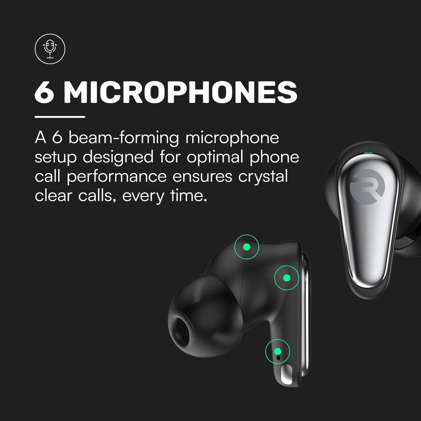 Raycon Pro Earbuds Wireless Bluetooth + 6 Microphones with Hybrid Active Noise Canceling, Sweat & Water-Resistant Earphones, Premium Wireless Ear…
