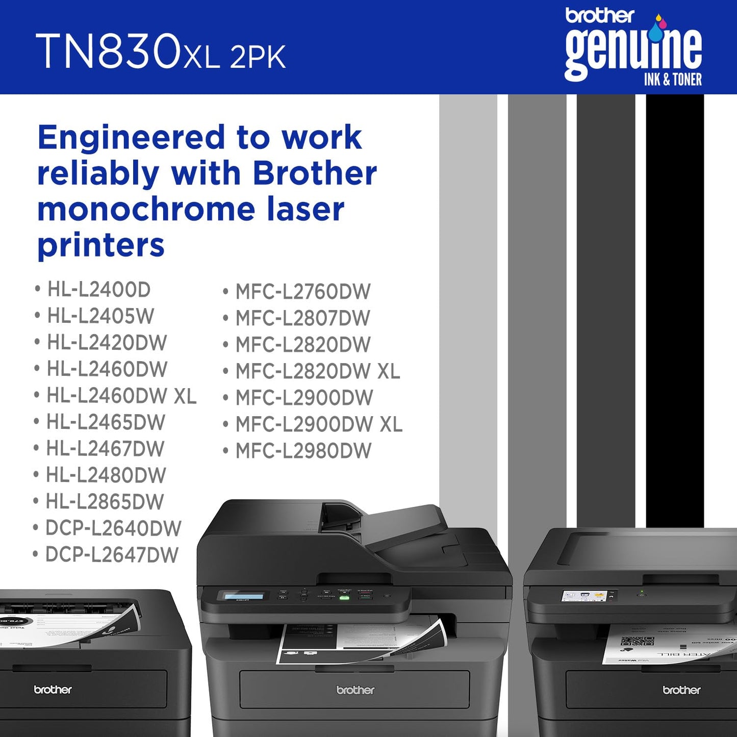 Brother Genuine TN830XL 2PK Black High Yield Printer Toner Cartridge 2-Pack - Print up to 3,000 Pages Each(1)