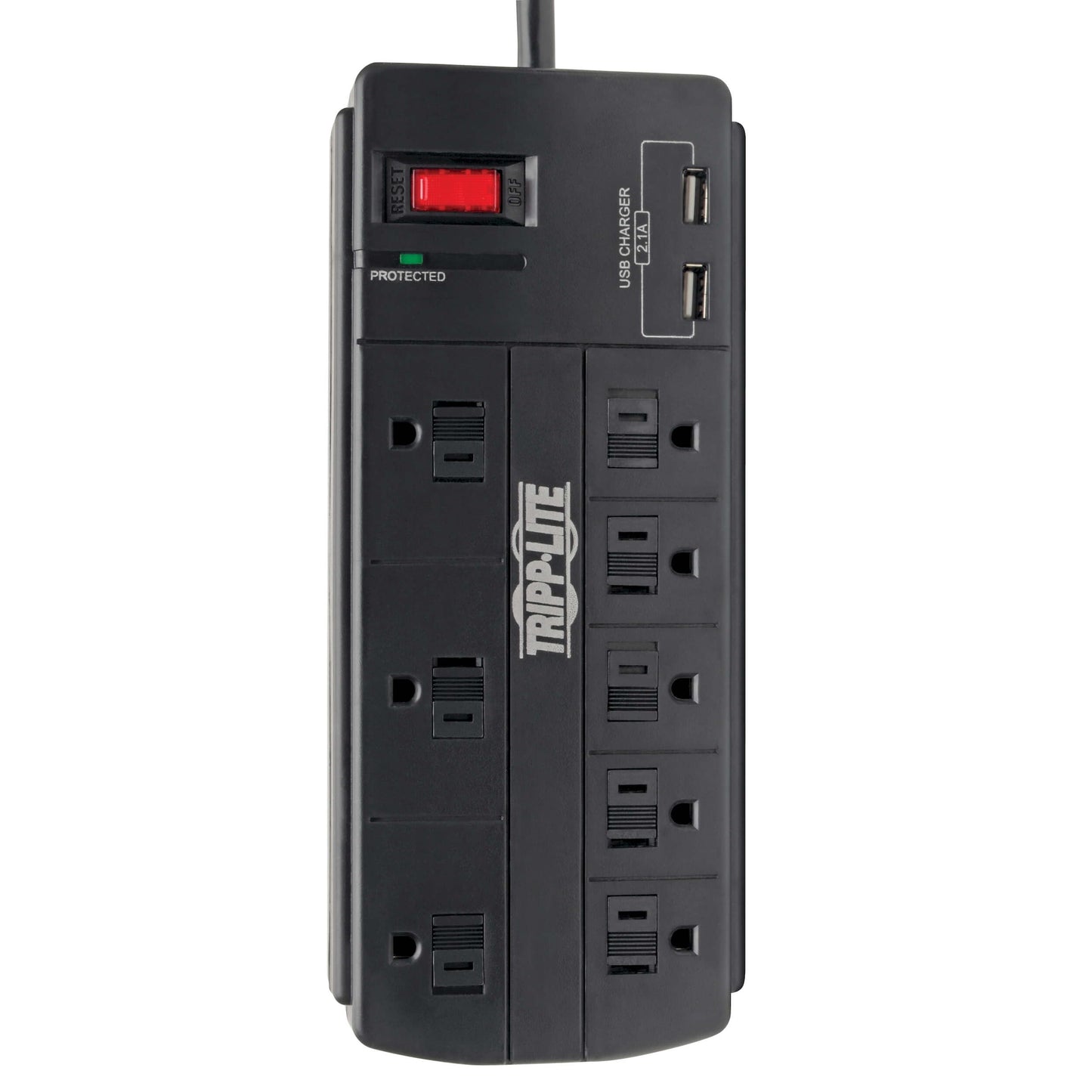 Tripp Lite Surge Protector with USB Charging, 8 Outlet Surge Protector Power Strip, 2 USB Charge Ports, 8ft Cord, 1200 Joules, Black (TLP88USBB)