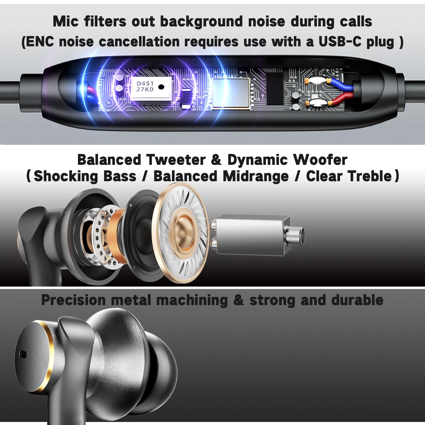 Wired Headphones Balance Powerful Bass & HD Audio Noise-cancelling Earbuds Wired Immersive Bass,(Four drive)Bass Boost In ear Earphones Universal…