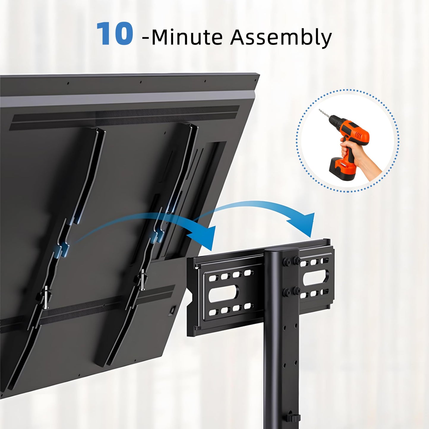 Universal 26-80" Tabletop TV Stand, 88 lb Steel & 8 mm Glass Base, 6-Level Height Snap, 10-Min No-Drill Install, VESA 100×100-400×400 mm