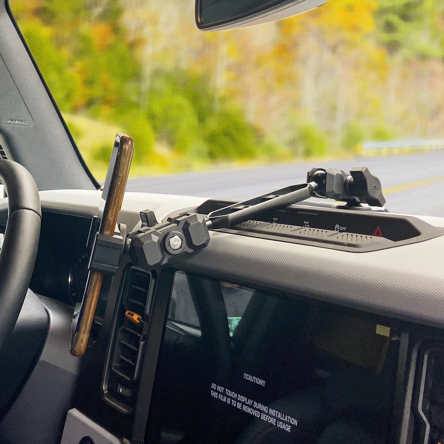 OMU Bronco Phone Mount Compatible with Ford Bronco 2021 2022 2023 2/4 Door,Dual Ball Socket All-Metal Cell Phone Holder,360°Adjustable Dash Mount