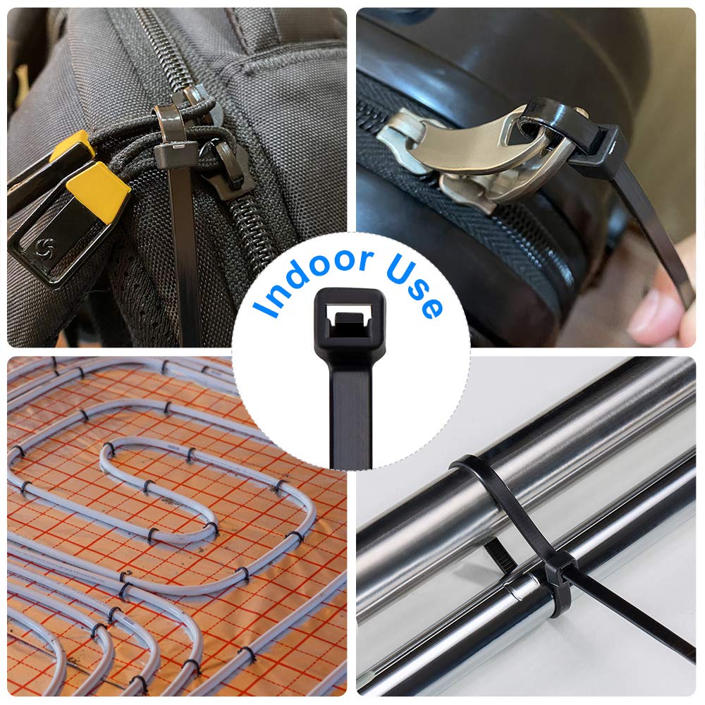 Zip Ties 8 inch Black Zip Ties 1000 Pack, Wire Ties with 50lb Tensile Strength, UV Resistant Cable Ties, Self-locking Plastic Ties for Indoor