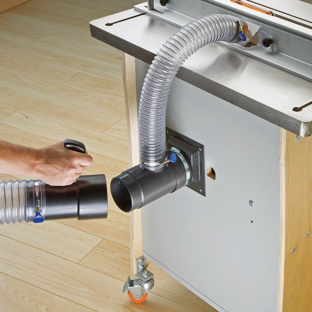 Dust Right Router Table Dual Port - ABS Plastic Router Table Dust Port for 4” Dust Hose or Dust Right Handle - Effortless Dust Collection System