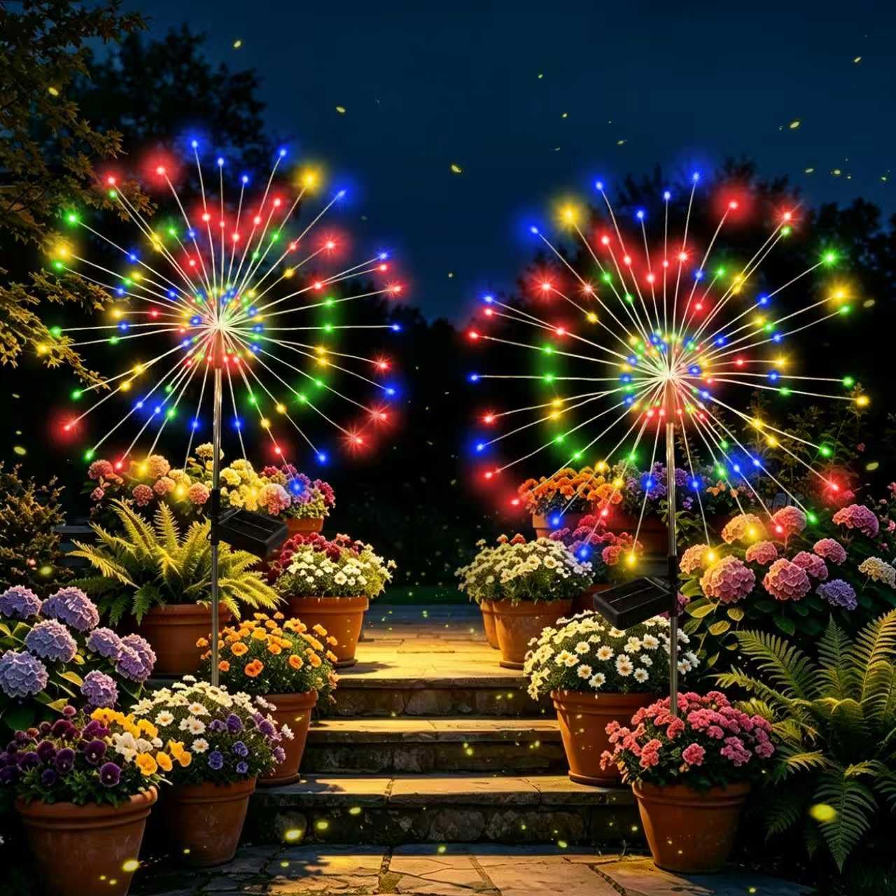 SEEWELUMI Solar Garden Lights Outdoor Decorative, 2pack 120 LED Firework Lights Waterproof?Solar Fairy Lights for Outside,Garden,Yard