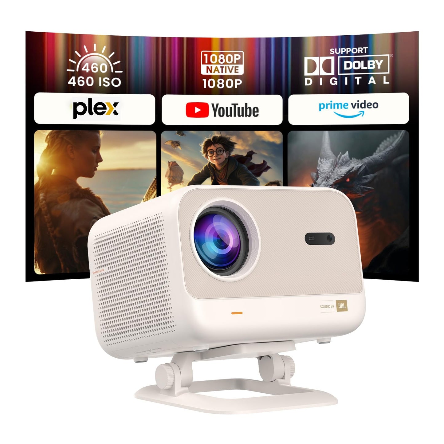 [Netflix-Licensed/Sound by JBL] Yaber L2 Plus Projector with WiFi and Bluetooth, Native 1080P Projector 4K Support, Auto Focus/Keystone Correction
