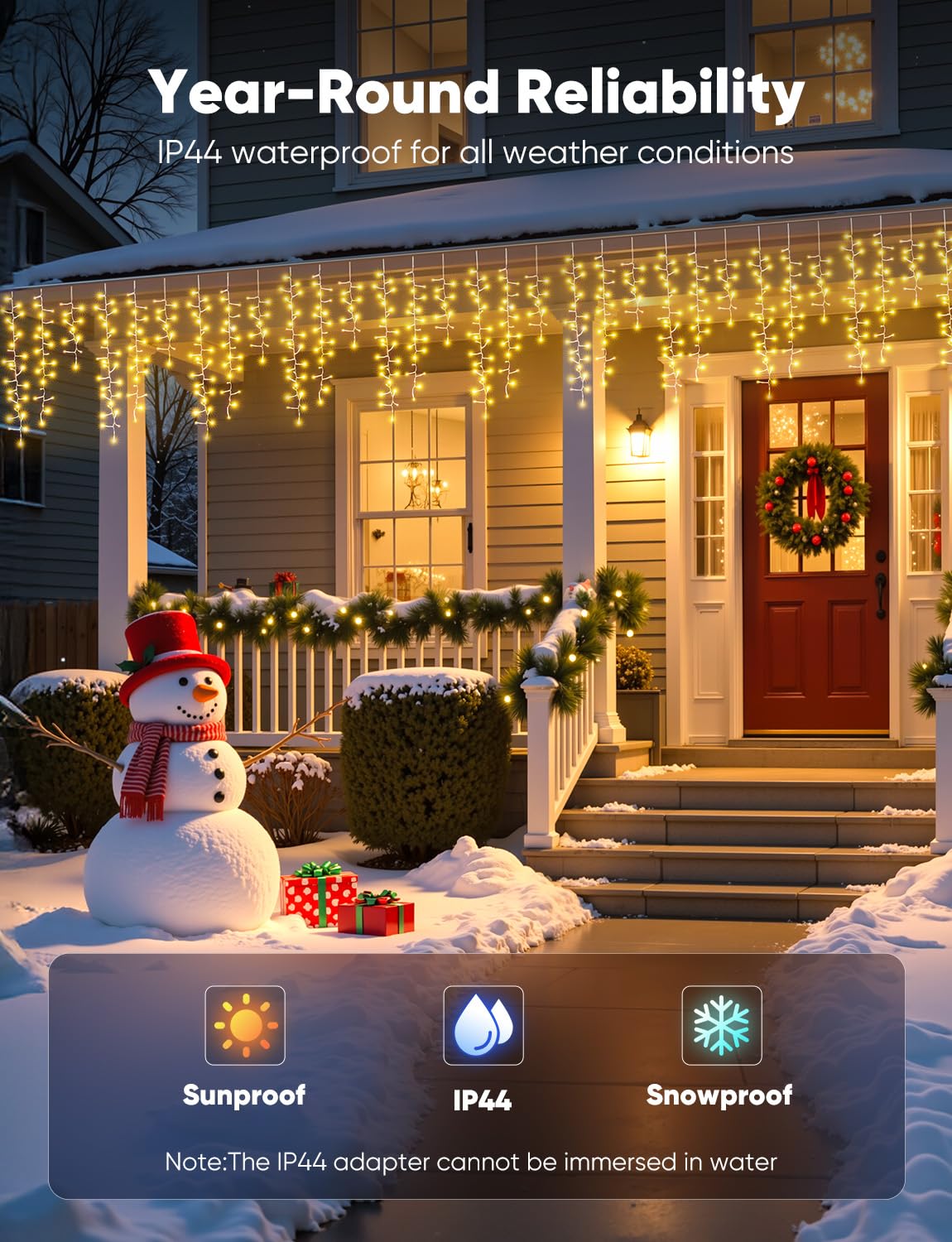 Brightown Icicle Christmas Lights Outdoor, 33FT 1020 LED Cluster Icicle Lights with 51 Drop,12 Mode, Connectable Firecracker Light with Timer