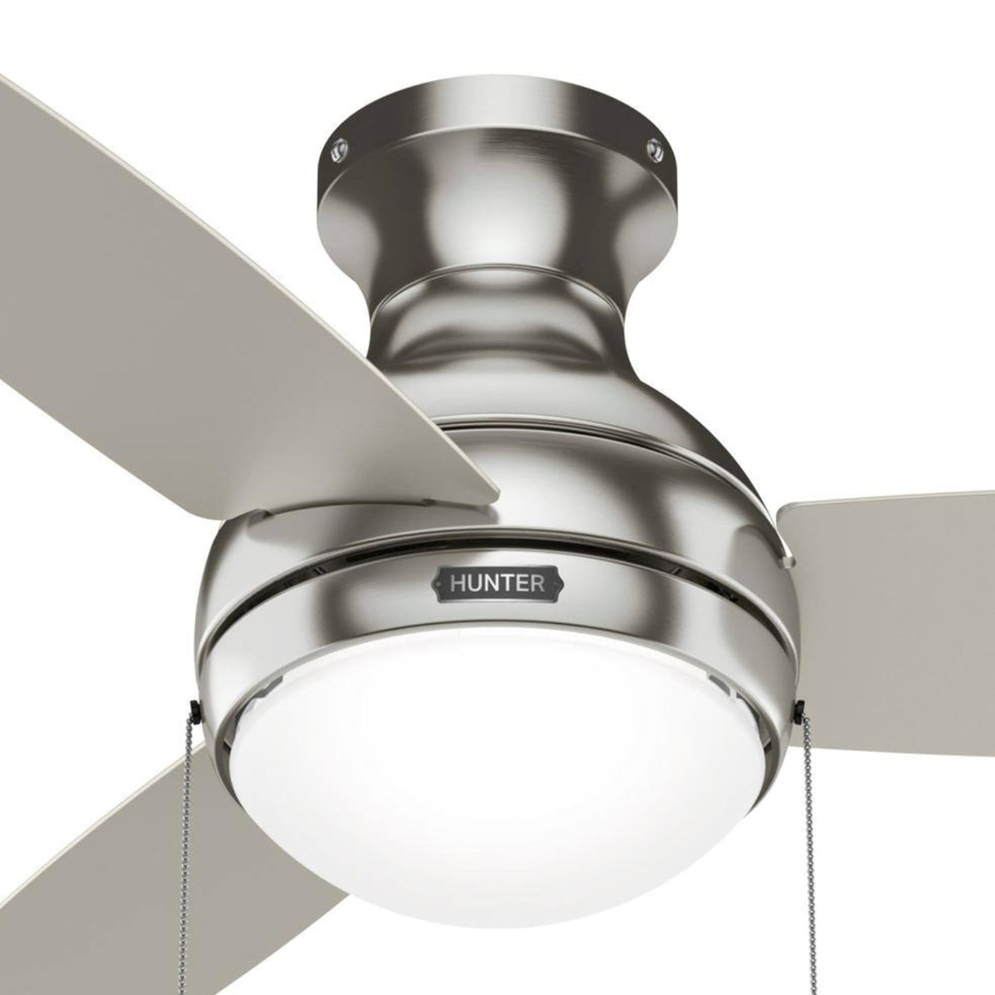 Hunter Fan 44 inch Indoor Ceiling Fan with Light, Brushed Nickel Ceiling Fan with Pull Chain, 3 Blades for Kids Room, Bedroom, Office or Kitchen