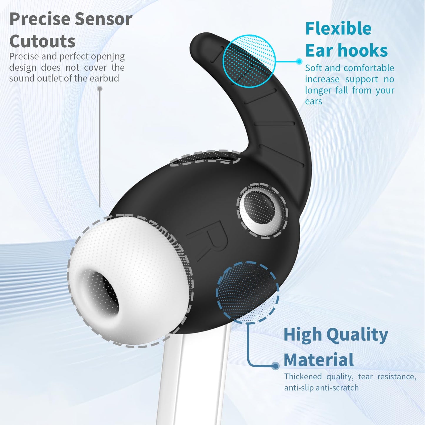 [5 Pairs] Ear Hooks Covers for Samsung Galaxy Buds 3 Pro, Sport Ear Tips Covers Silicone Anti-Slip Anti Scratches Galaxy Buds Pro 3 Earbuds