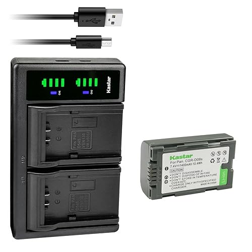 Kastar 1-Pack CGR-D08S Battery and LTD2 USB Charger Compatible with Panasonic AG-DVC15, AG-DVC15P, AG-DVC30, AG-DVC30E, AG-DVC32, AG-DVC33, AG-DVC60