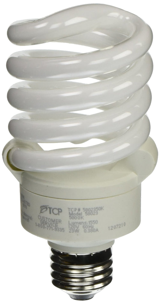 TCP 5802350k CFL TruStart A - Lamp - 100 Watt Equivalent (23W) Daylight (5000K) TruStart Full Spring Lamp Light Bulb