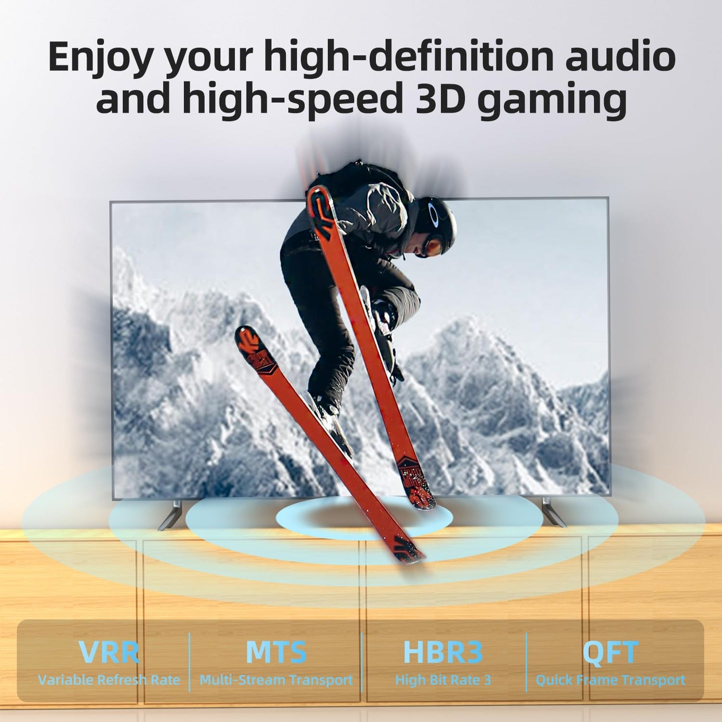 Diyanisly 8K DisplayPort Cable 3.3FT, DP 1.4 Cable, 32.4Gbps 8K@60Hz 4K@120Hz 2K@240Hz, High Refresh Rate Flexible for HDR DSC, FreeSync, G-Sync
