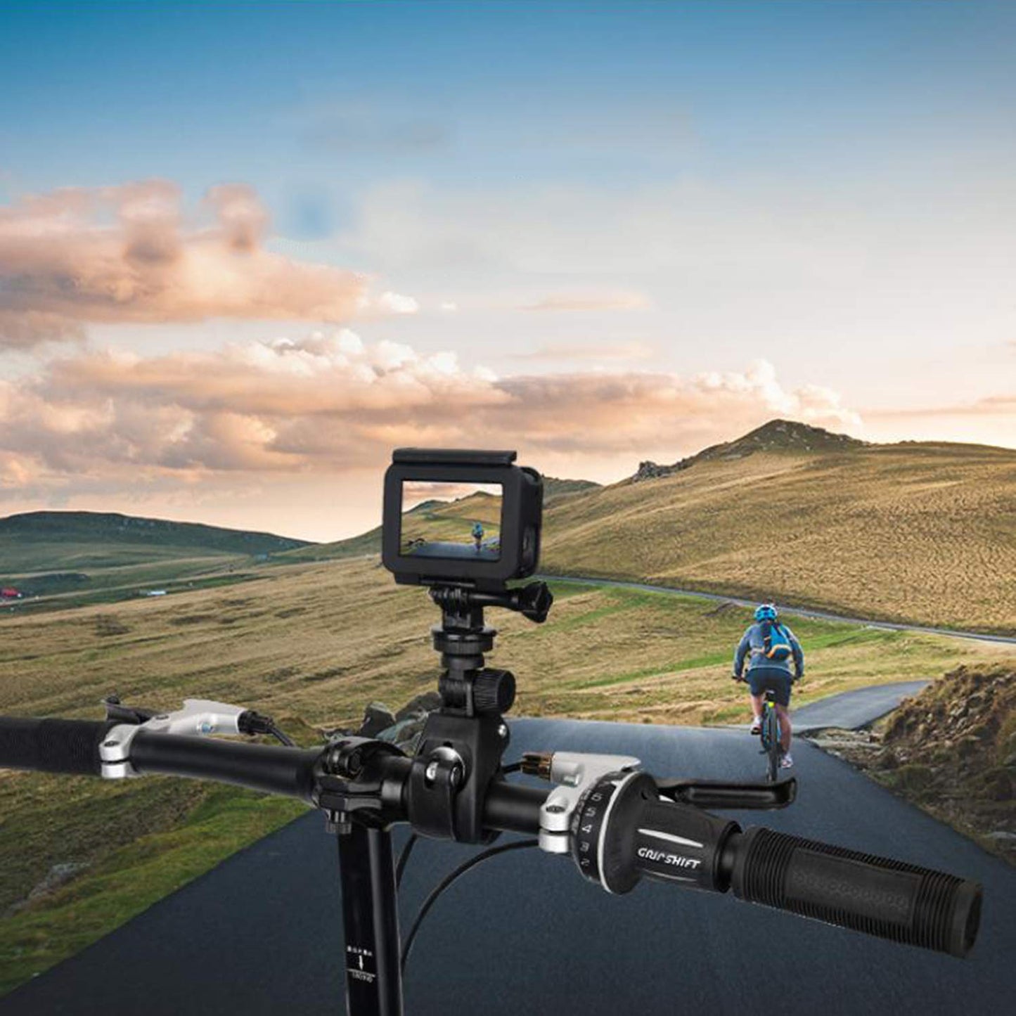 Bike Camera Mount, Floor88 Motorcycle Bicycle Bike Handlebar Mount Seat Post Ski Pole Holder 360 Degree Rotation and Lock Any Direction Compatible