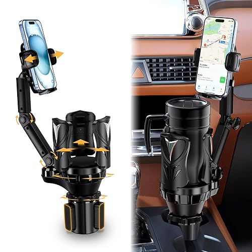 Phone Holders for Your Car, Adjustable Car Cup Holder Expander with Rubber Grip, Secure Hold, Multi-Scenario Use for Drivers, Commuters & Road Trips