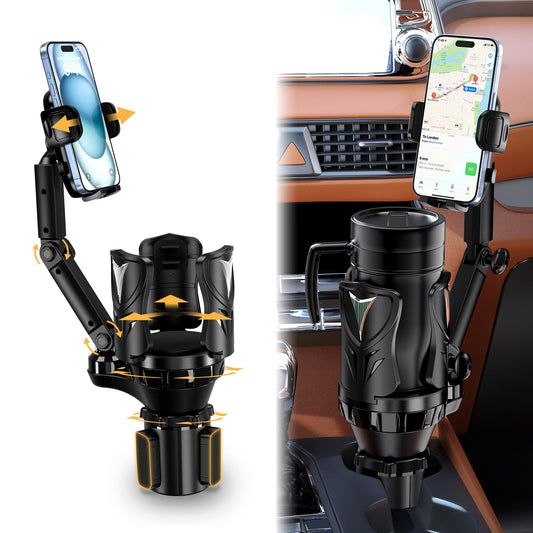 Phone Holders for Your Car, Adjustable Car Cup Holder Expander with Rubber Grip, Secure Hold, Multi-Scenario Use for Drivers, Commuters & Road Trips