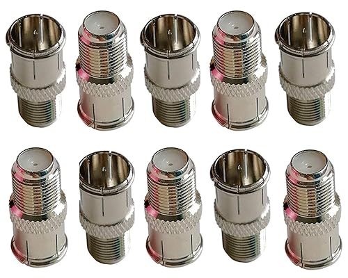 iMBAPrice (10 Pack F-Jack to F-Quick Push On Plug F-pin Coaxial Quick Connect Adapter on coaxial Cables for Connection to Device Like Cable Modern