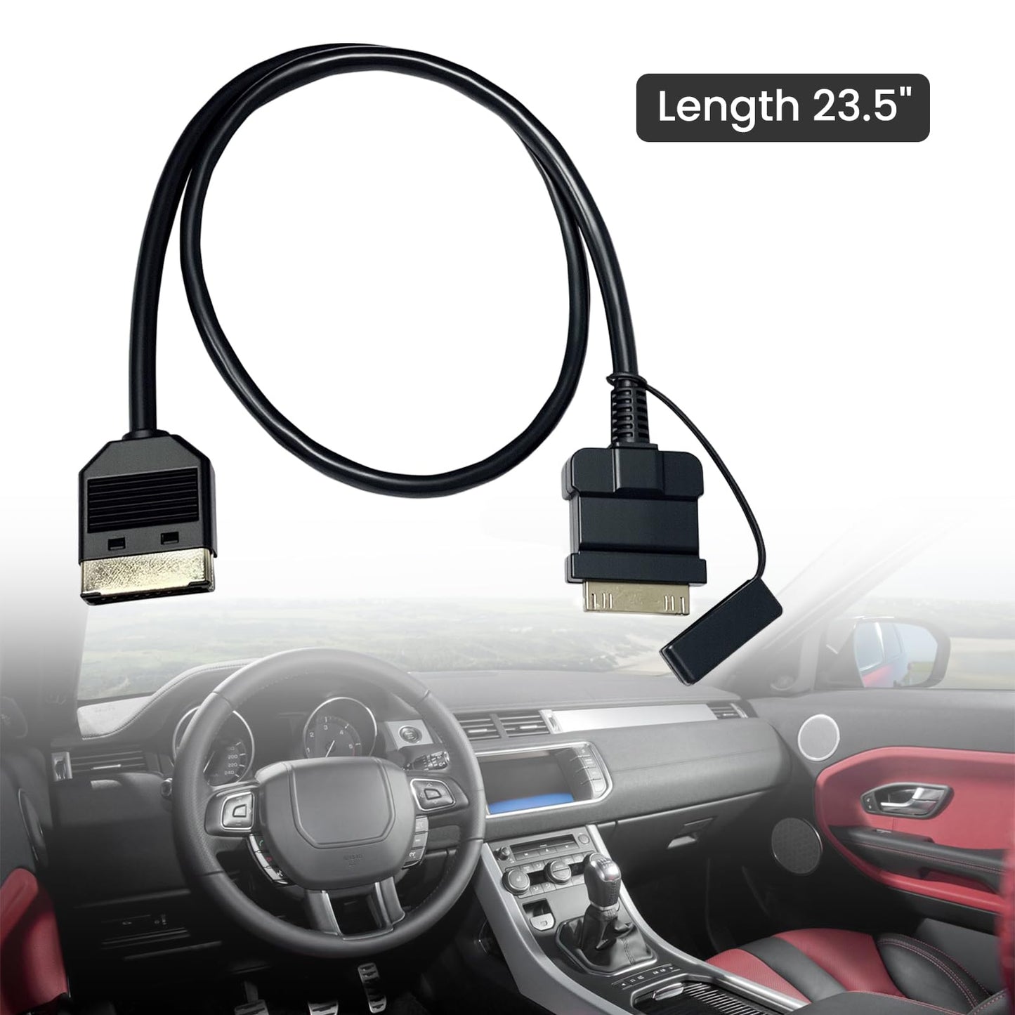 LODMOD Car Aux Cable Audio Adapter Interface for Pod Pad 4 30 Pin Connector Fit for Selected Models of Range Rover Jaguar (A)