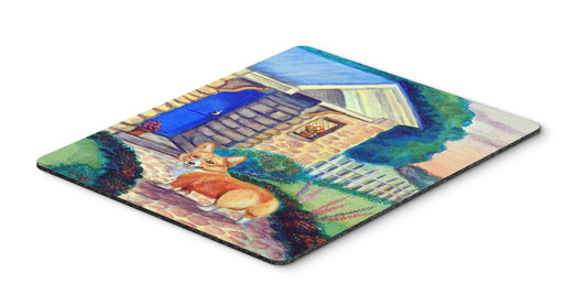 Caroline's Treasures 7169MP Corgi at The Cottage Mouse Pad, Hot Pad or Trivet for Home Office Gaming Working Computers Laptop Mouse Mat,Washable Large