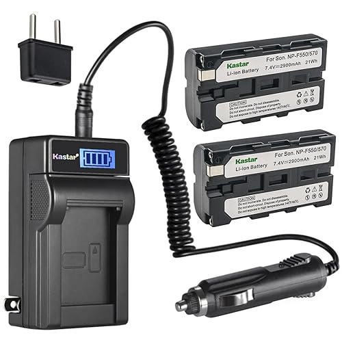 Kastar 2-Pack NP-F570 Battery and LCD AC Charger Compatible with CCD-TRV95 CCD-TRV97 CCD-TRV98 CCD-TRV99 DSC-CD100 DSC-CD250 DSC-CD400 DSC-D700