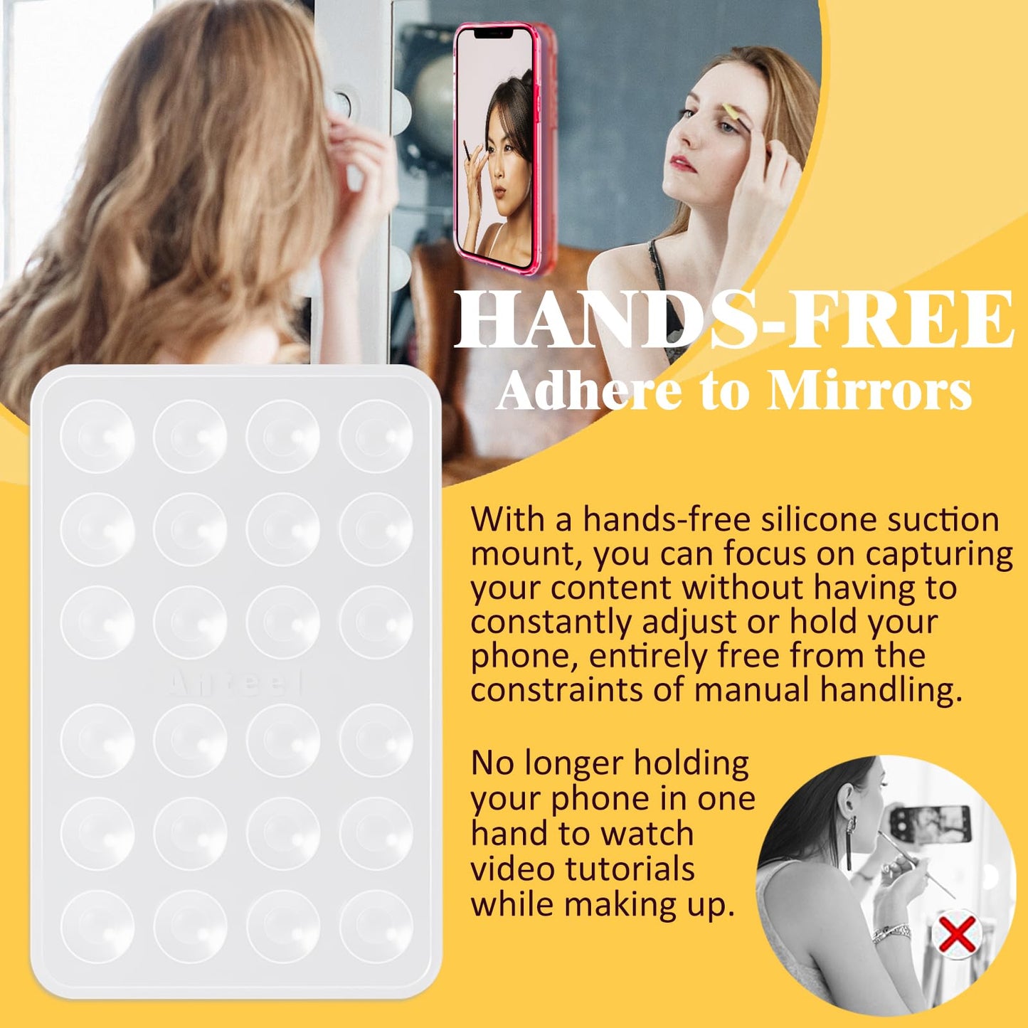 PKYAA Silicone Suction Phone Case Adhesive Mount, Upgraded Super Strong Grip, Durable, Easy to Use, Hands-Free Sticky Phone Holder for Selfies, Tiktok